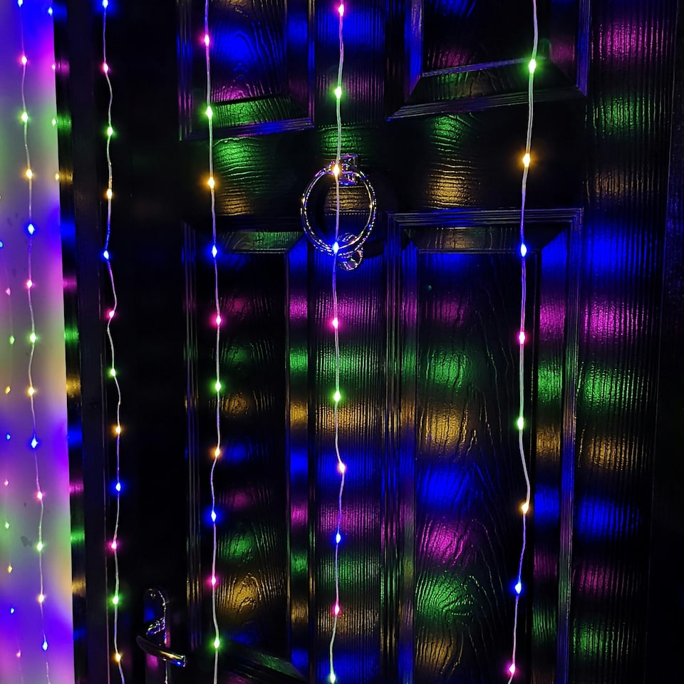 image 1 of 2.1m 300 LED Indoor Outdoor Party Curtain Christmas Lights in Multi-Coloured