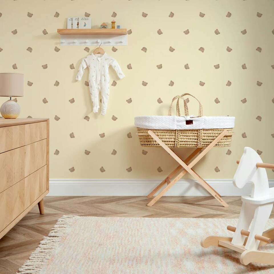 image 1 of Cozy Bear Wallpaper in Lemon Yellow Multi
