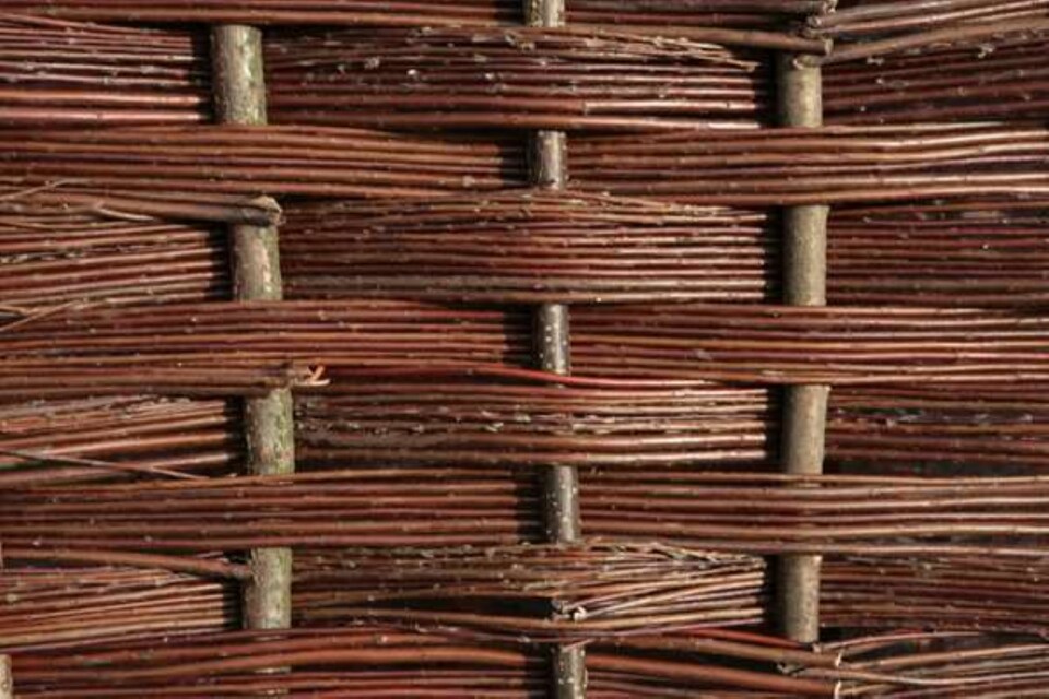 image 1 of Willow Hurdle Fence Panel Bunch Weave Coppiced Handwoven Fencing 6ft x 6ft | Brown | Brown