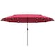 image 1 of Outsunny 4.4m Double-Sided Sun Umbrella Patio Parasol Solar Lights Khaki