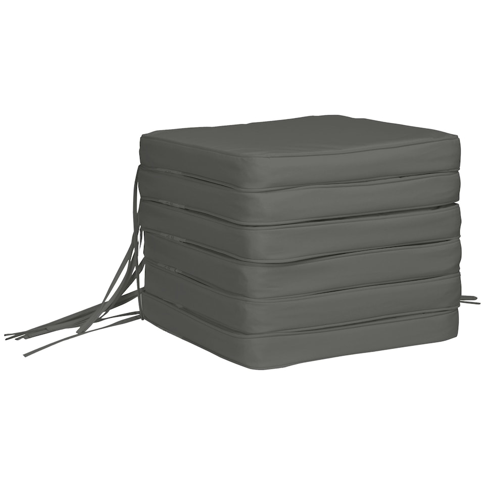 image 1 of Outsunny Set of 6 Chair Cushion Seat Pads Dining Chair w/ Straps Outdoor Grey 