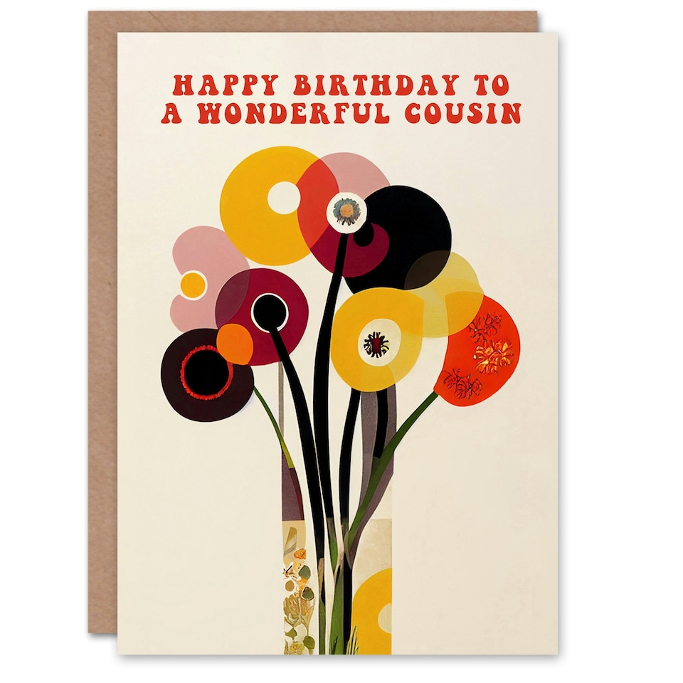 image 1 of Cheerful Spring Flower Blooms Flowers Bright Her Cousin Birthday Card