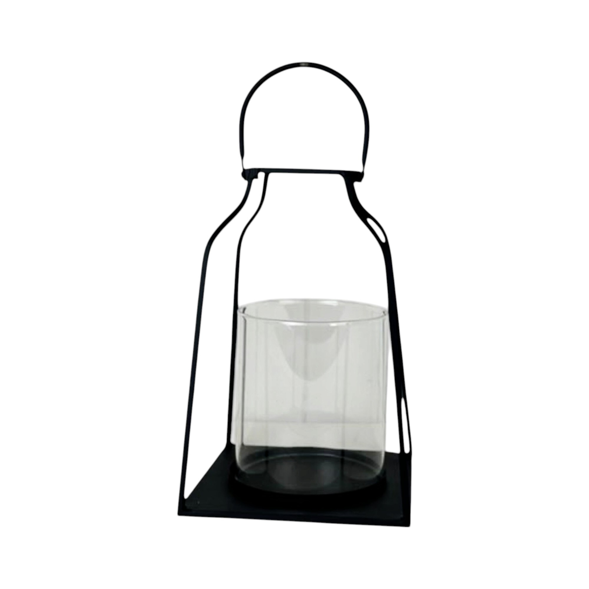 Four Candle Black Metal Decorative Lantern - 25cm