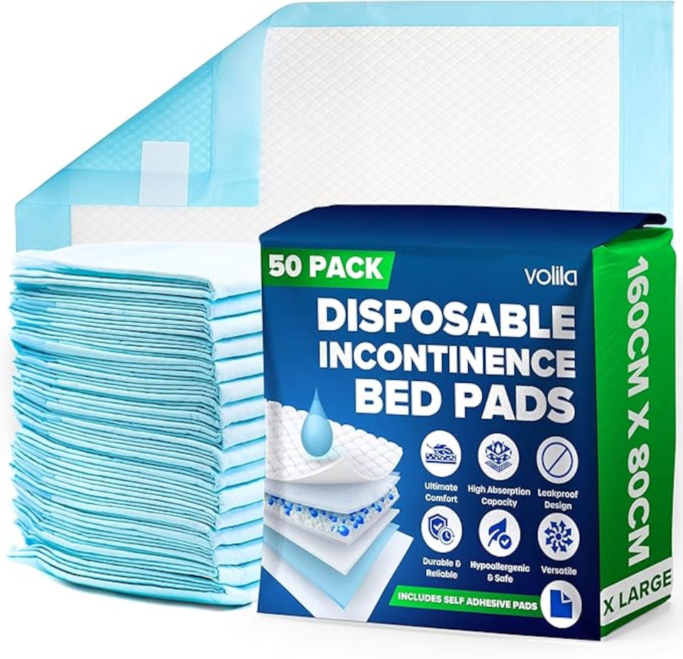 image 1 of Incontinence Bed Pads - Triple Layer Highly Absorbent (50pack) | Blue | Blue - 50pack | 50