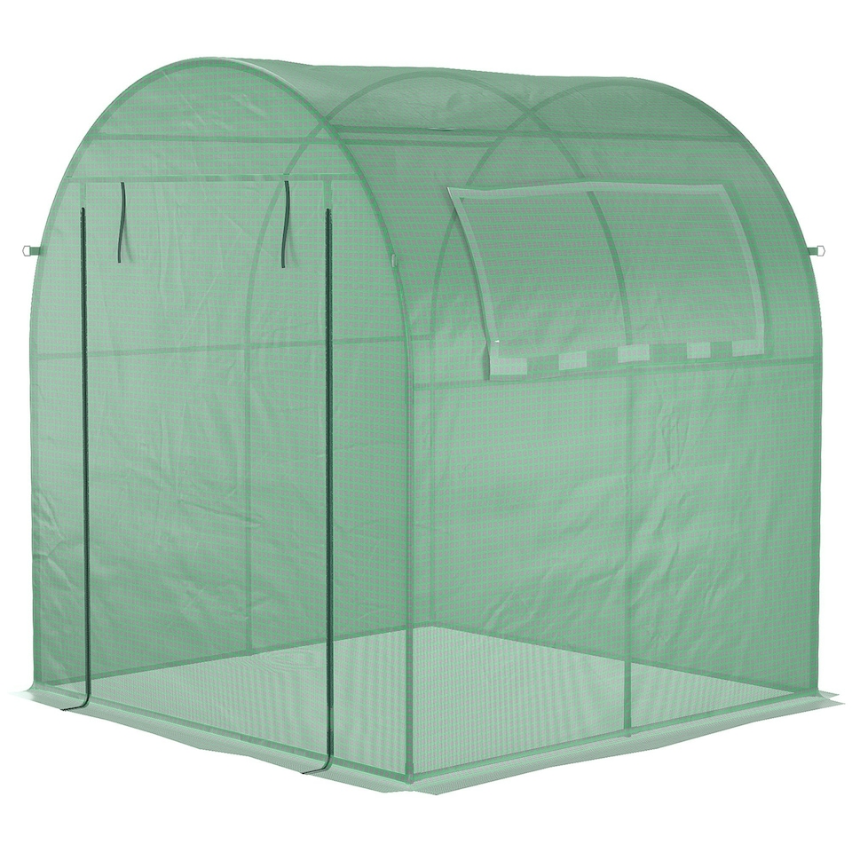 image 1 of Outsunny Walk in Polytunnel Greenhouse with Roll-up Window and Door, Green