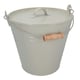 image 3 of Coal Bucket & Lid Cream Metal Ash Tidy Bin Coal Carrier Fire Log Burner Kindling