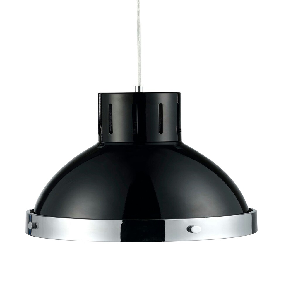 image 1 of Interiors by Premier Jasper Black and Chrome Bell Shaped Pendant Light