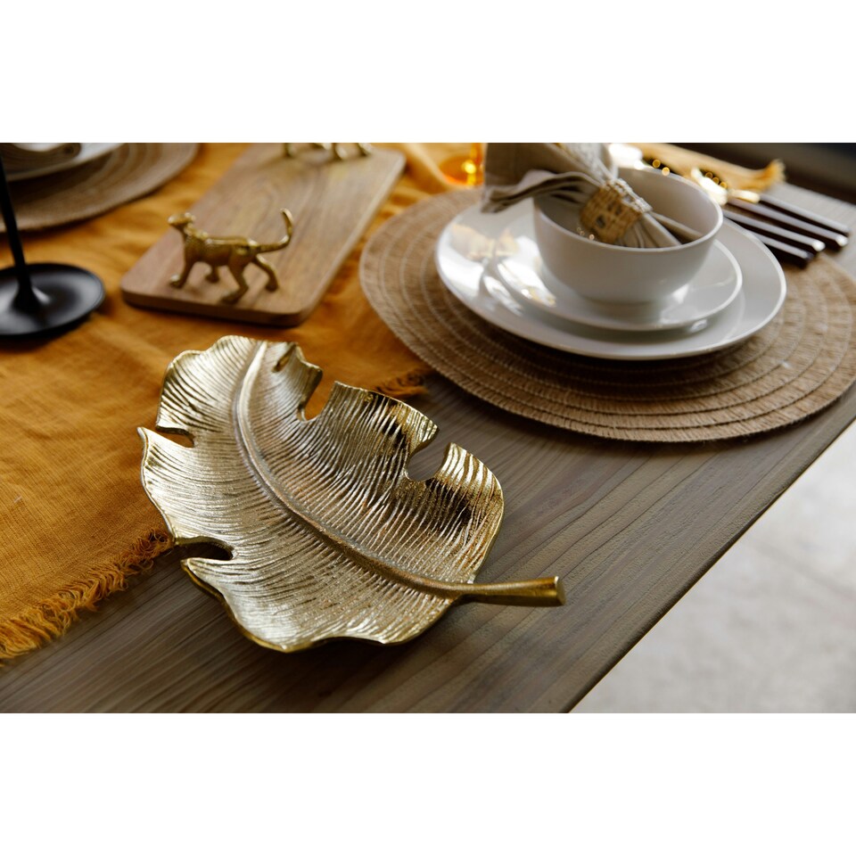 image 1 of Artesà Cast Aluminium Gold Leaf Plate