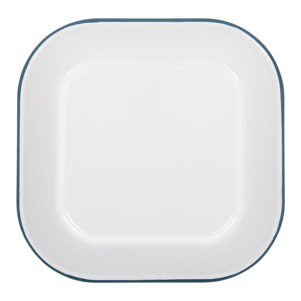 image 1 of Argon Tableware White Square Enamel Baking Tray - 24.5cm x 24.5cm - Green