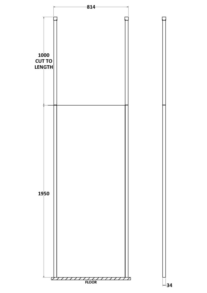image 1 of Balterley Contemporary Wetroom Screen Aluminium - Wetroom Screen | Black | Matt Black