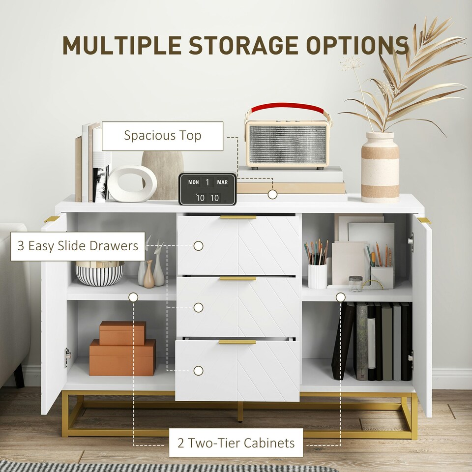 image 1 of HOMCOM Sideboard Storage Cabinet with Adjustable Shelves White