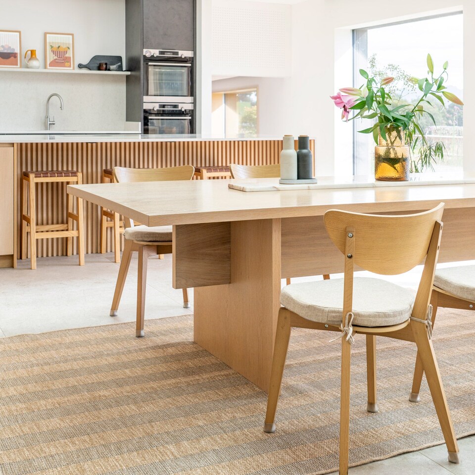 image 1 of KUKOON Leni Machine Washable Striped Rug – Modern Beige Jute-Look Area Mat 226cm x 311cm