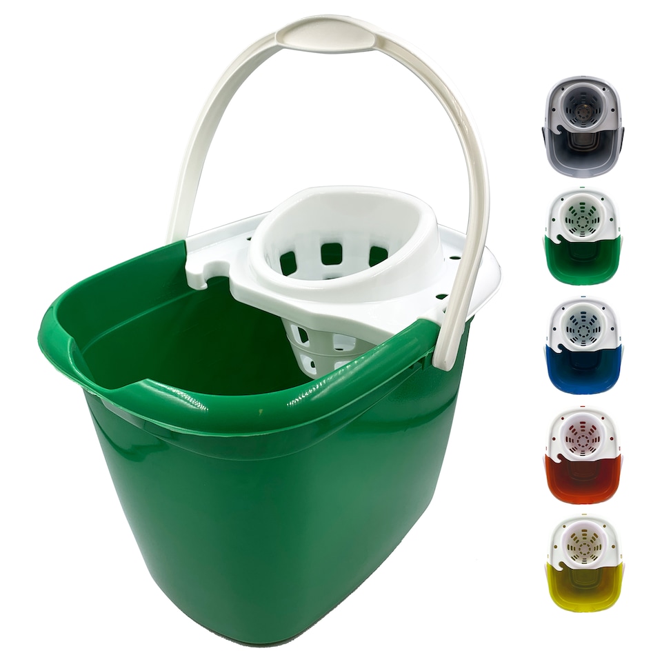 image 1 of Colour Coded Mop Bucket with Removable Wringer 12L Heavy Duty Plastic Cleaning Bucket for Home Kitchen and Catering