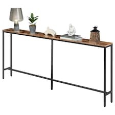 Industrial 180CM Wide Slim Hallway Console Table Rustic Brown Brown