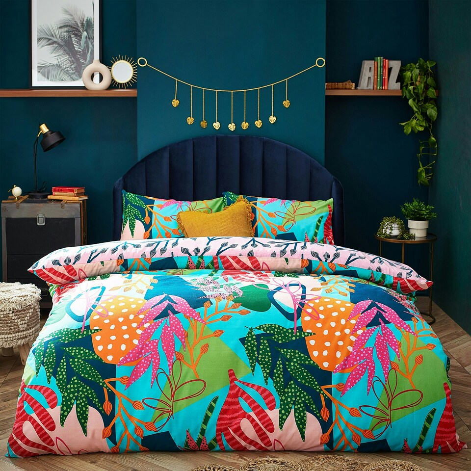 image 1 of furn. Coralina Tropical Palm Single Duvet Cover Set