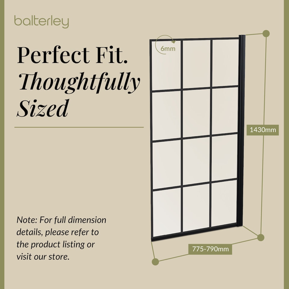 image 1 of Balterley Framed Grid Hinged Reversible Shower Bath Screen Toughened Safety Glass