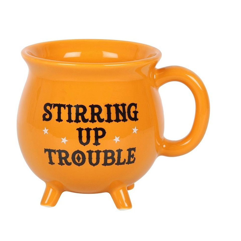 image 1 of Stirring Up Trouble Ceramic Orange Cauldron Mug