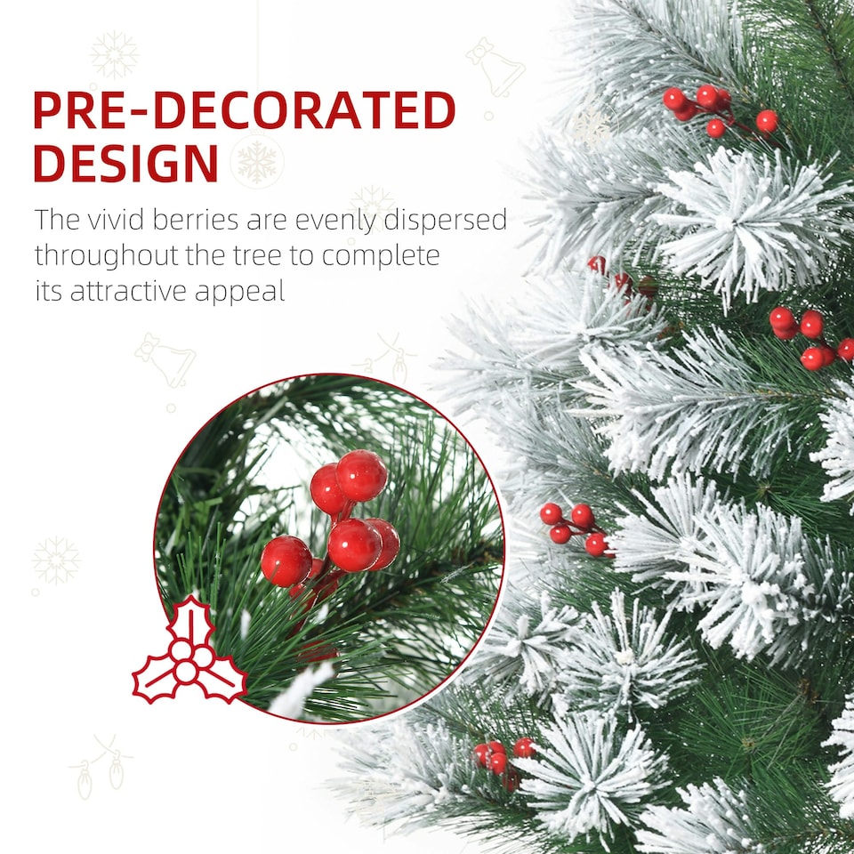 image 1 of HOMCOM 5ft Christmas Xmas Tree Pine Look and Metal Stand Snow Gift 184 Tips