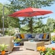 image 2 of Outsunny 3 x 3m Cantilever Parasol with Cross Base, Garden Umbrella with 360 Rotation, Crank Handle and Tilt for Outdoor, Patio, Wine Red