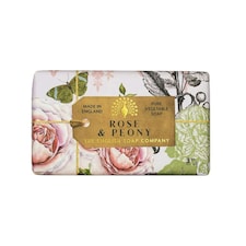The English Soap Company Anniversary Wrapped Soap Bar, Floral Scented Shea Butter Soap, Moisturising Soap Bar for Body, Rose and Peony Scent 190g