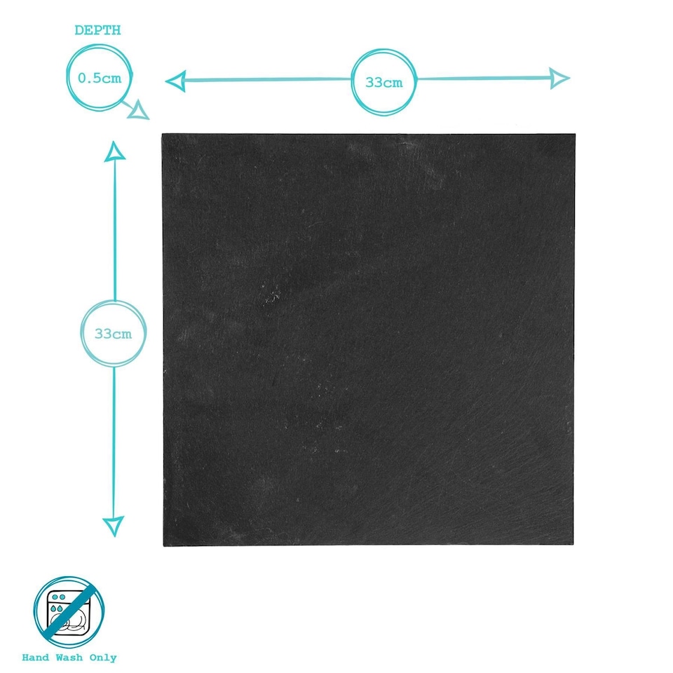 image 1 of Argon Tableware Square Slate Placemats - Set of 24 Natural Stone Smooth Edge Slate Dinner Mats Dinnerware Plate Placemats 33cm