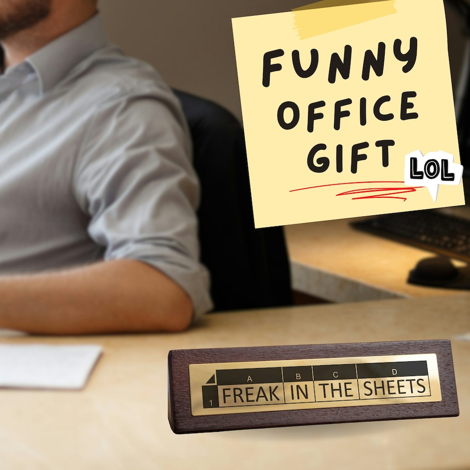 image 1 of Wooden Desk Sign - Freak in the Sheets