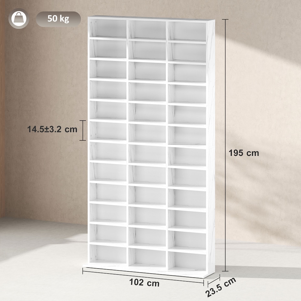 image 1 of HOMCOM DVD CD Media Storage Rack, Video Display Unit, Marble Effect | White