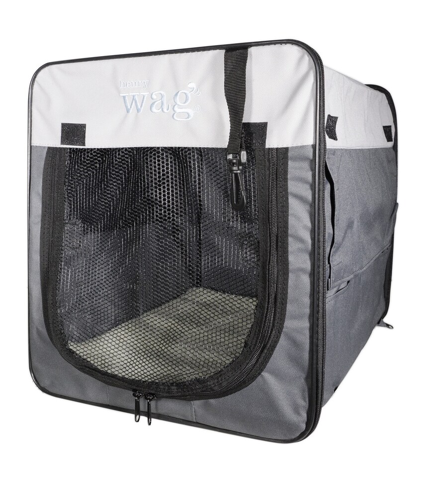 image 1 of Henry Wag Folding Fabric Travel Crate, Perfect For Home, Outdoor Use, Or Travel, Size X-Large | Grey | Grey | X-Large | 1