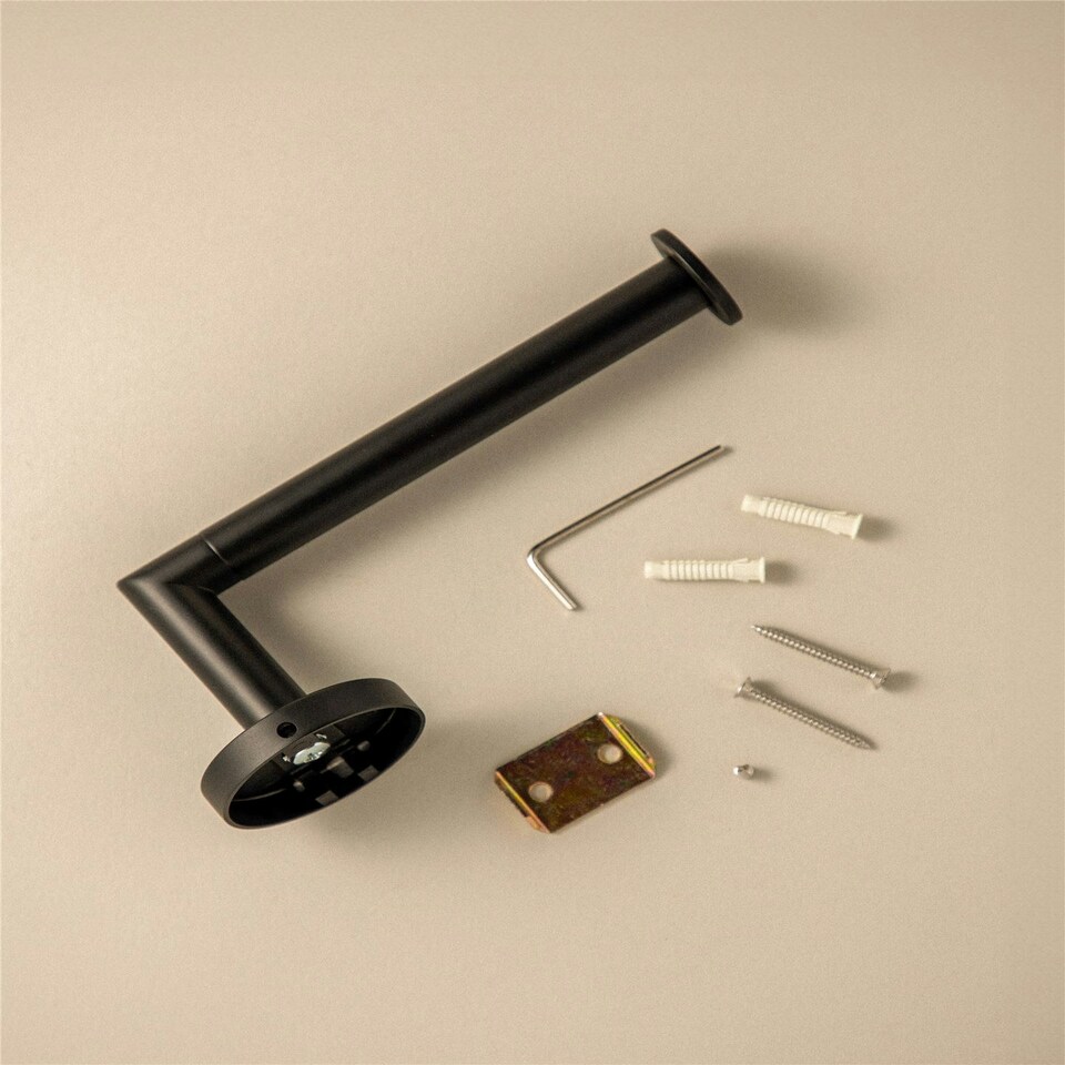 image 1 of Cosmic Wall Mounted Toilet Roll Holder w/ Durable Metal for Bathroom Black 17 cm