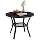 image 1 of Outsunny 90 cm Garden Dining Table, Round Garden Table w/ Parasol Hole Black