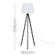 image 3 of ValueLights Modern Black Wood Tripod Design Floor Lamp With White Shade