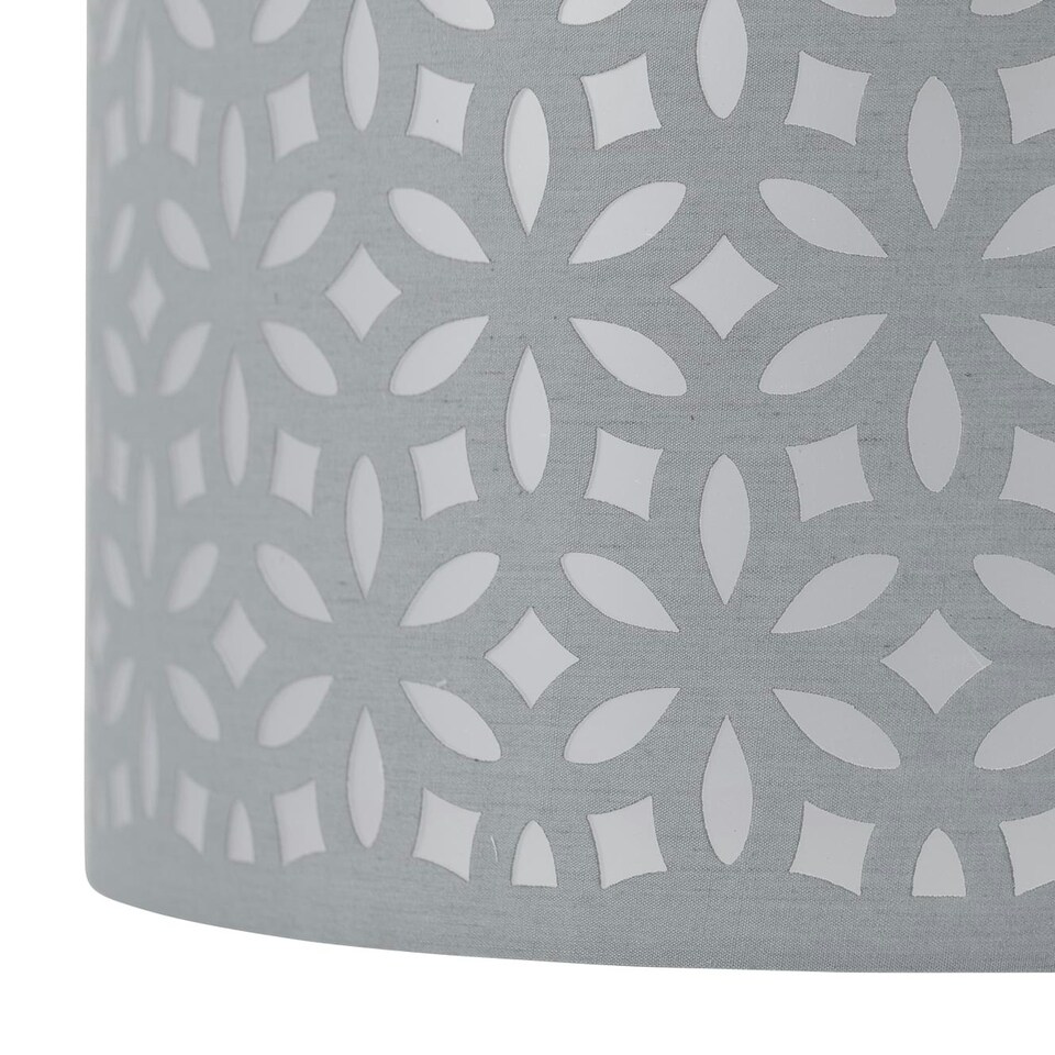 image 1 of First Choice Lighting Set of 2 Grey Laser Cut 30cm Pendant Lightshades Grey