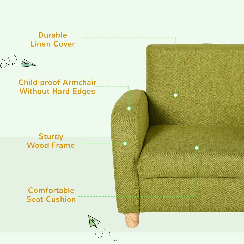image 1 of HOMCOM Kids Armchair Children Mini Sofa Wood Frame High Back Bedroom Furniture 