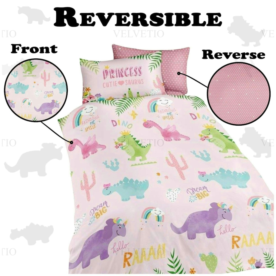image 1 of VELVETIO Cutie Suraus Duvet Cover Set Polycotton Kids Bedding Coverlet Pink | Single