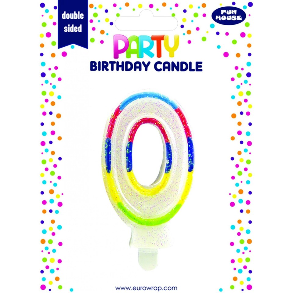 Eurowrap Rainbow 0 Birthday Candle - Multicoloured - One Size