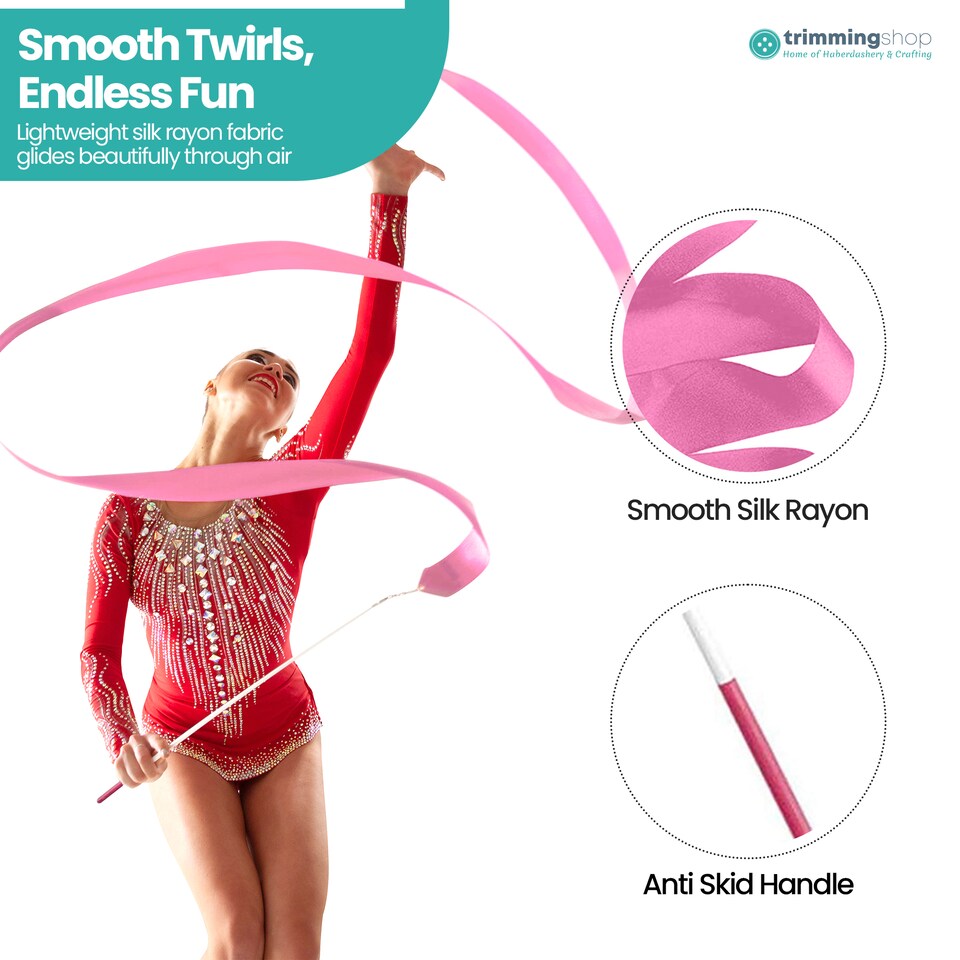 image 1 of 4 Metres Gymnastics Ribbon Wand, Satin Dance Streamer - 1pc