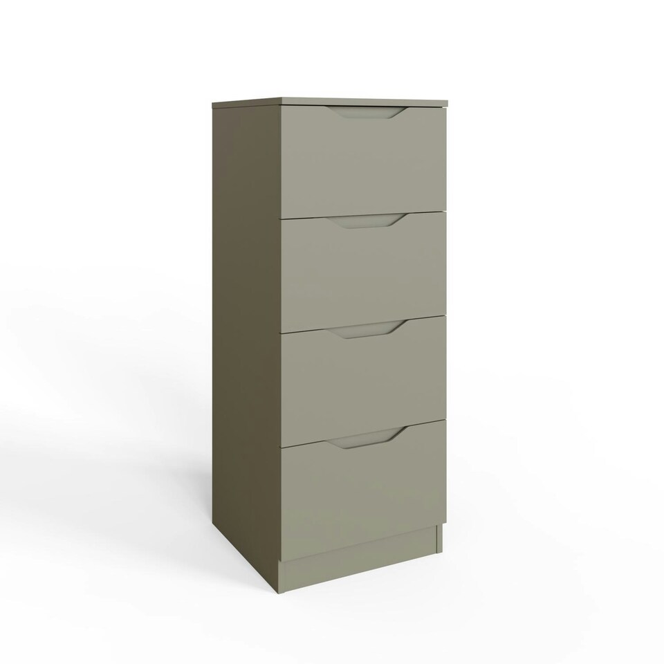 image 1 of Luno 4 Drawer Tallboy Chest Of Drawers - Ash Green