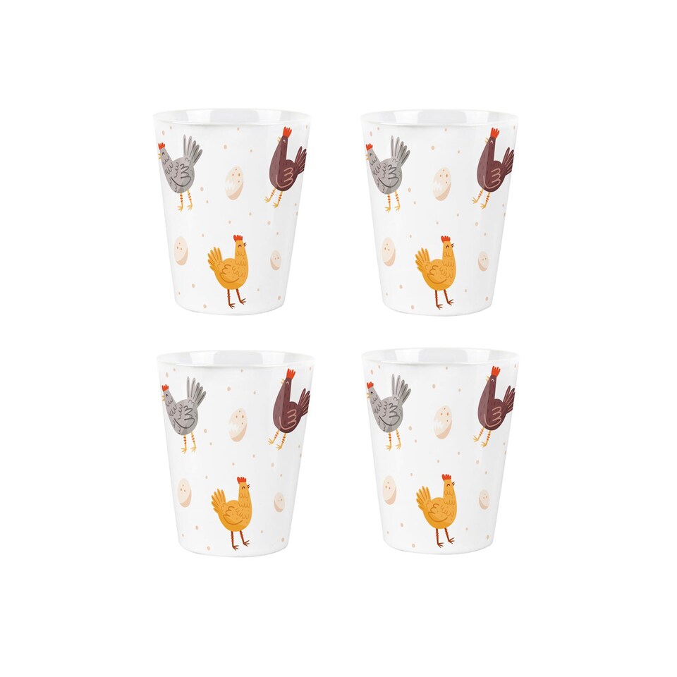 image 1 of Farmyard Chickens Ceramic Egg Cups - Set of 4