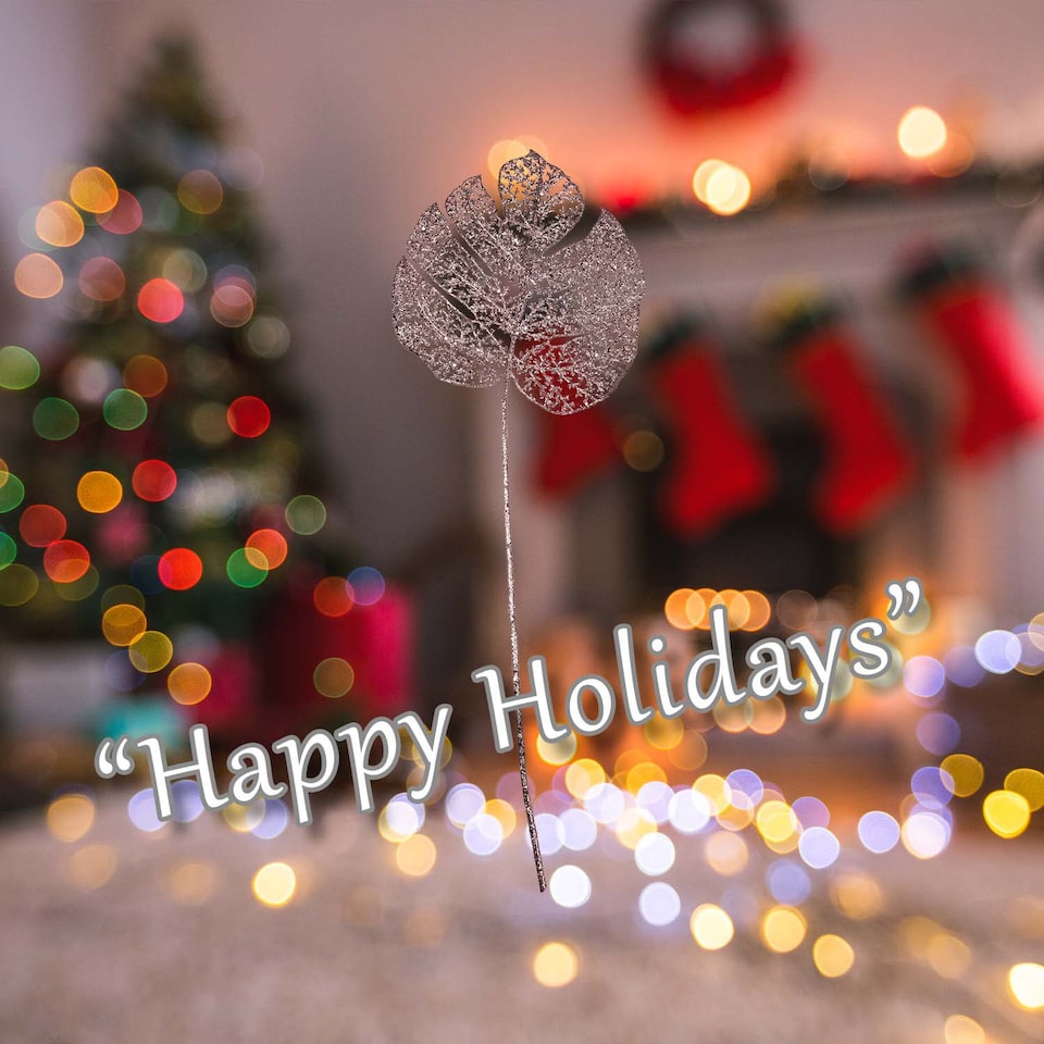 image 1 of vfm-estore Christmas Glitter Stem Decoration 65cm x 22cm Rose Gold - 1 Pack