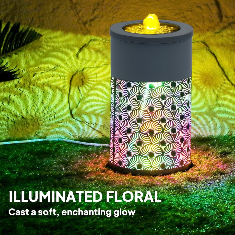 image 1 of Outsunny Outdoor Waterfall Fountain Water Feature with LED, Light Grey