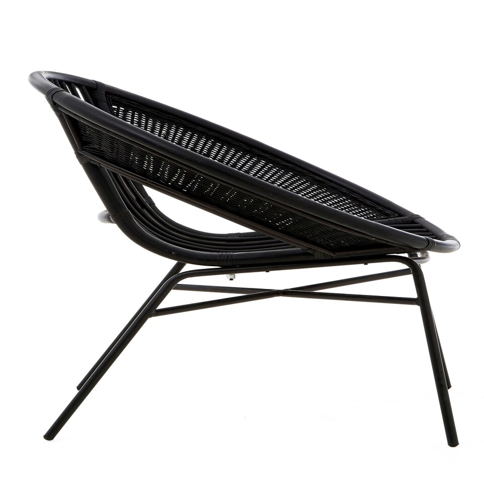 image 1 of Interiors by Premier Comfortable Black Natural Rattan And Iron Black Arm Chair, Stylish Outdoor Chair, Versatile Dining Chair