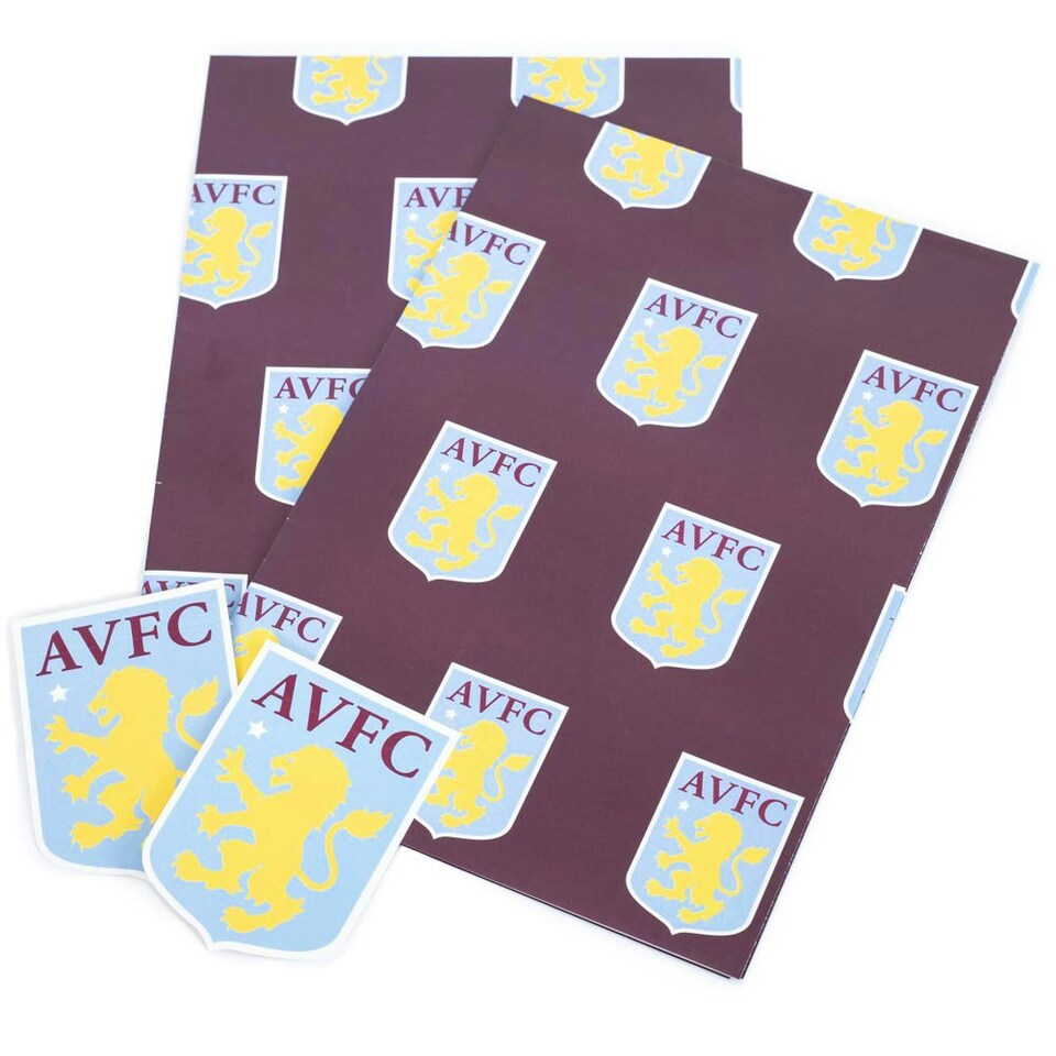 image 1 of Aston Villa FC Text Gift Wrap - Claret/Blue - One Size