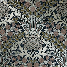 Sample of Artist's Garden Wallpaper in Navy and Gold Multi