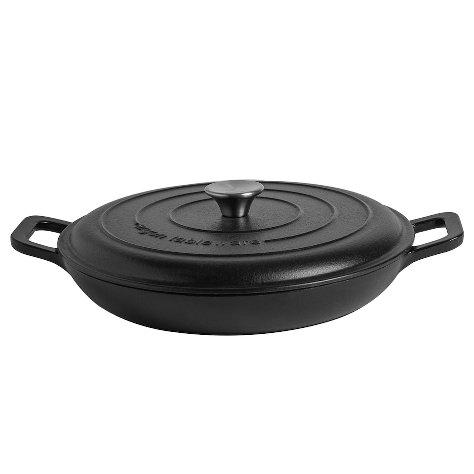 image 1 of Argon Tableware Cast Iron Shallow Casserole Dish - 2.3 Litre - Matt Black Black