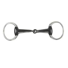 Shires Sweet Iron Hollow Mouth Horse Eggbutt Snaffle Bit - Black - 6in
