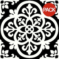 Fine Decor Floorpops Floor Tiles (Pack of 10) - Black/White - 30cm x 30cm x 0.1cm Black | 30cm x 30cm x 0.1cm