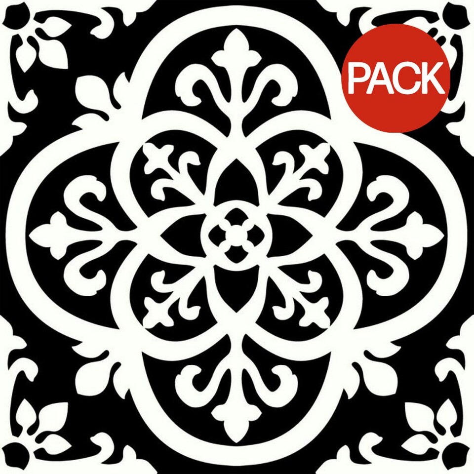 image 1 of Fine Decor Floorpops Floor Tiles (Pack of 10) - Black/White - 30cm x 30cm x 0.1cm Black | 30cm x 30cm x 0.1cm