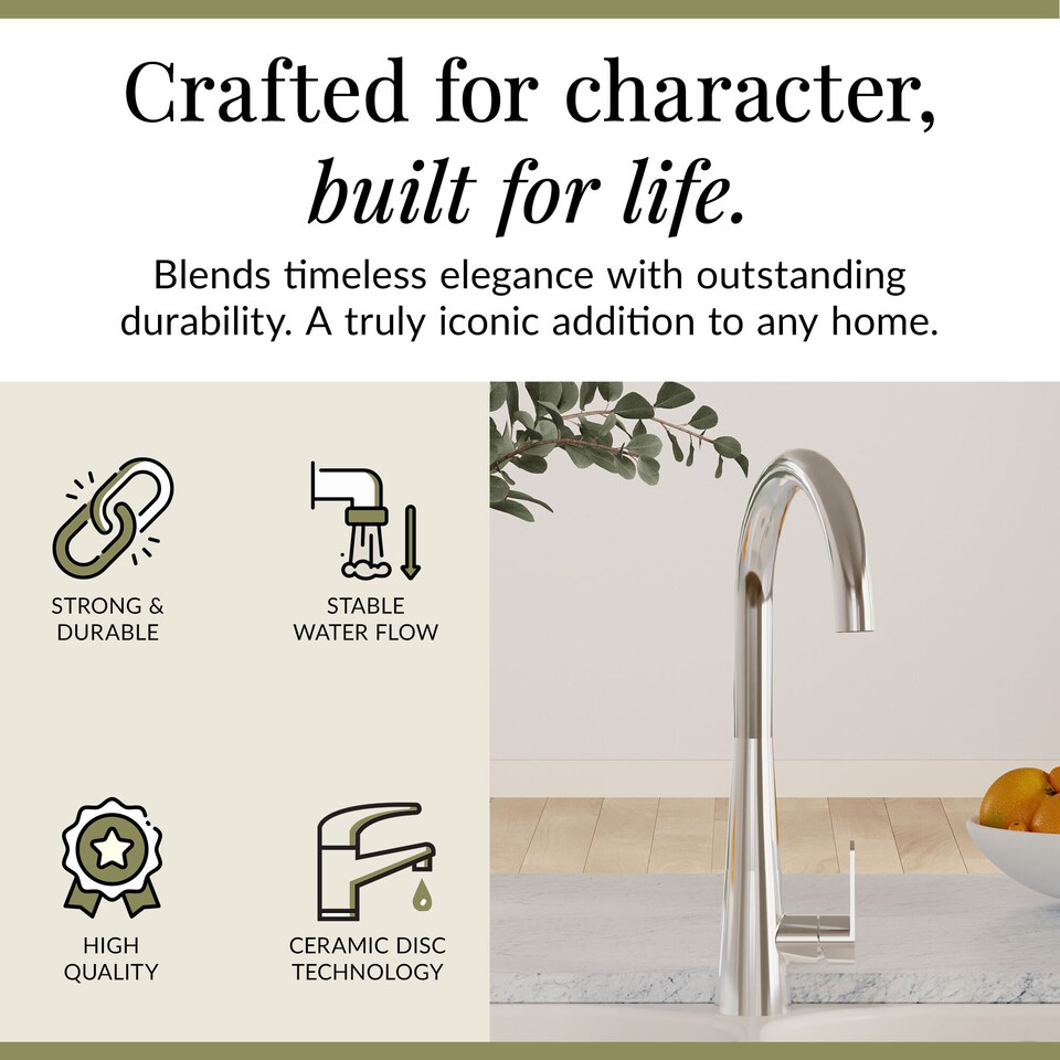 image 1 of Balterley Situla Kitchen Mono Mixer Tap with Single Lever Handle, Curved Swivel Spout | Silver | Chrome | 1