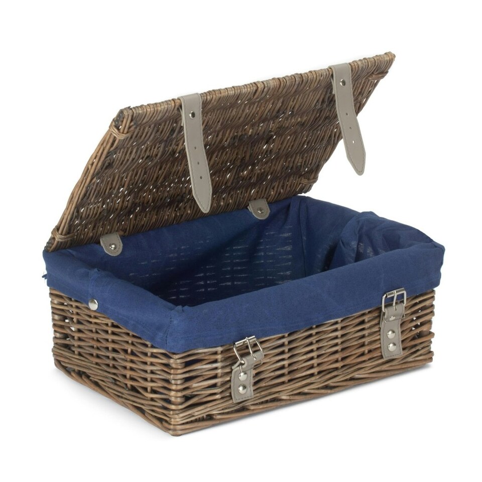 image 1 of 35cm Antique Wash Wicker Picnic Basket with Lining Red | Red | One Size