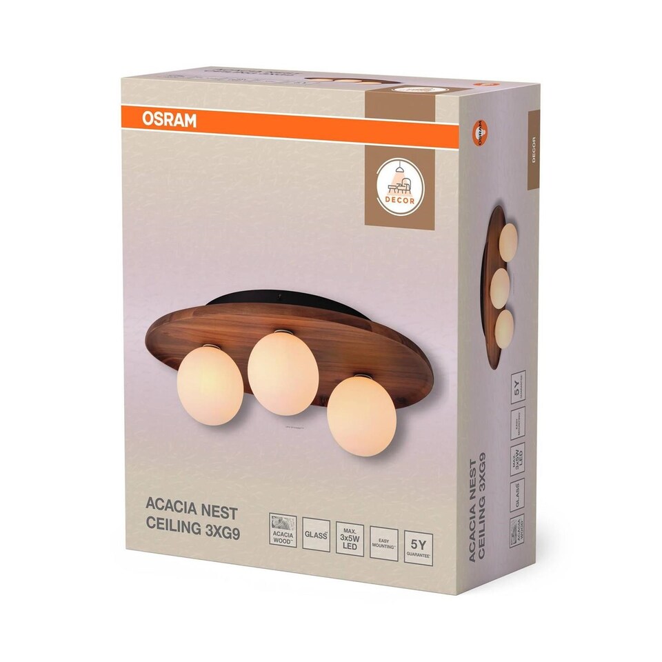 image 1 of Osram Decor Acacia Nest Ceiling Light 3XG9 Brown Max 3x5W LED Modern Indoor